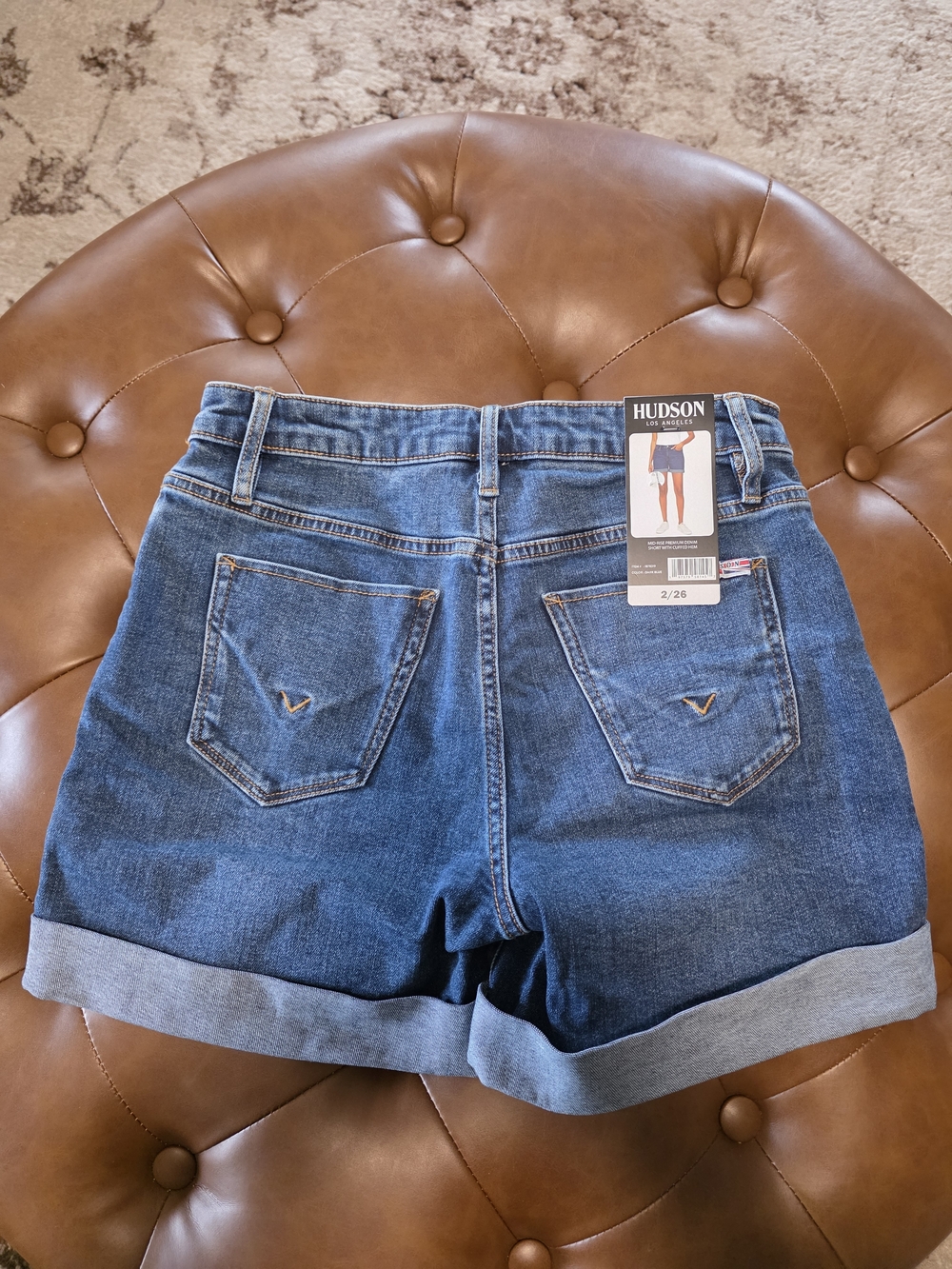Hudson Jeans Women’s Dark Blue Denim Rolled Hem Shorts